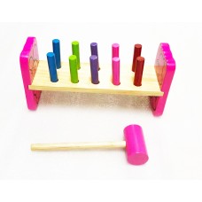 Kids Educational Wooden Hammer Bench Pound A Peg Counting Game